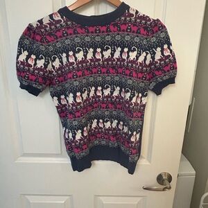 UNIQUE VINTAGE CAT PATTERN SWEATER SIZE L